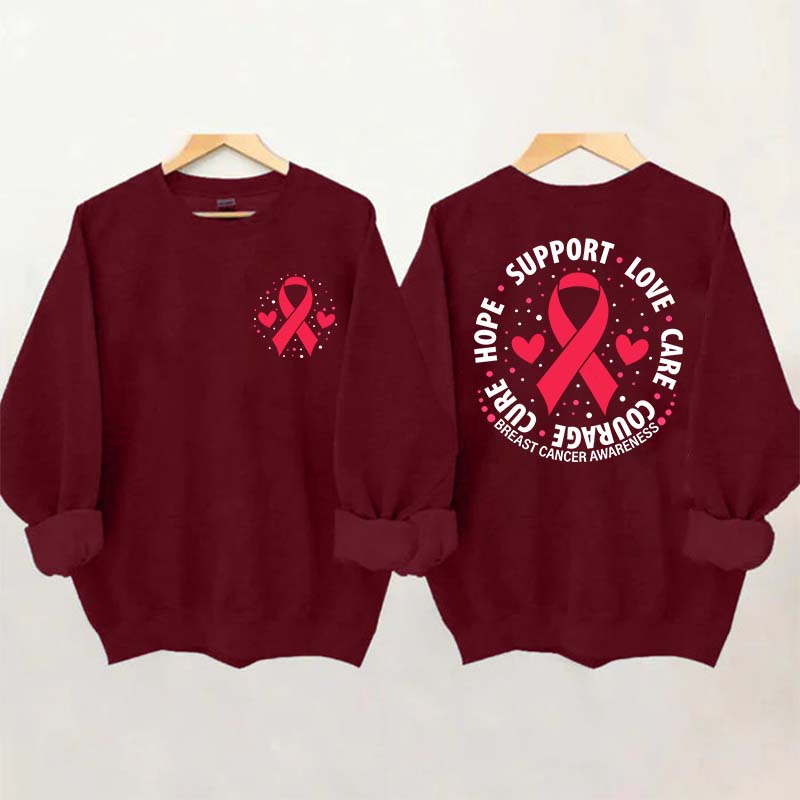 Breast Cancer Awareness Support Love Care Courage Sweatshirt