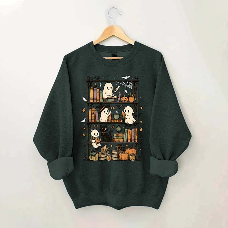 Retro Halloween Bookshelf Sweatshirt