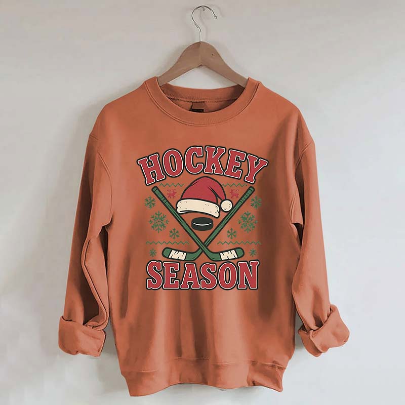 Christmas Hockey Santa Hat Sweatshirt
