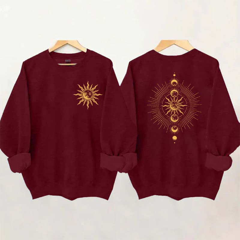 Celestial Moon Phase And Sun Sweatshirt