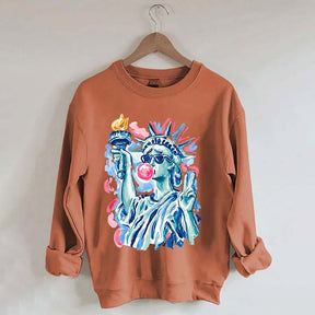 Preppy Statue of Liberty Blowing Bubble Gum Sweatshirt