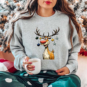Christmas Reindeer Festive Holiday Funny Deer Sweatshirt