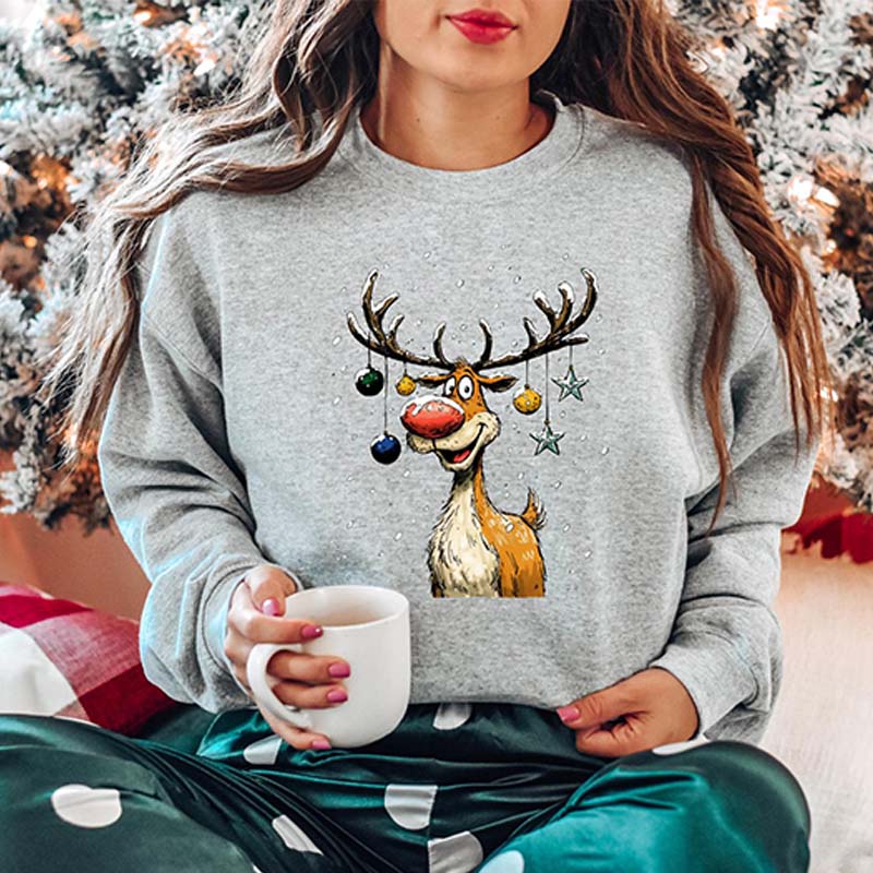 Christmas Reindeer Festive Holiday Funny Deer Sweatshirt