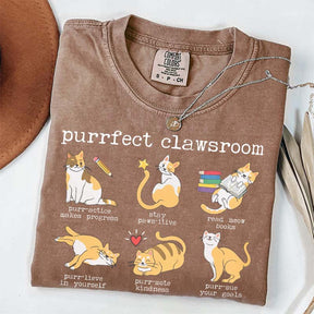 Funny Teacher Cat Book T-Shirt