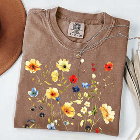 Delicate Floral Print Botanical T-Shirt