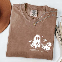 Ghost Dog And Bat Halloween T-Shirt