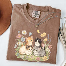 Retro Kitten Cute Cat Butterfly T-Shirt