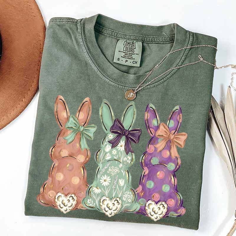 Easter Bunnies Hand-Painted T-Shirt
