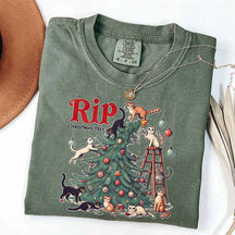 RIP Christmas Tree Comfort Colors Meowy T-Shirt