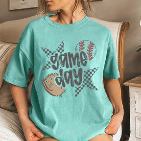 Checkered Star Sports Baseball Game Day T-Shirt