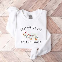 Festive Goose on the Loose Christmas Xmas Duck Sweatshirt