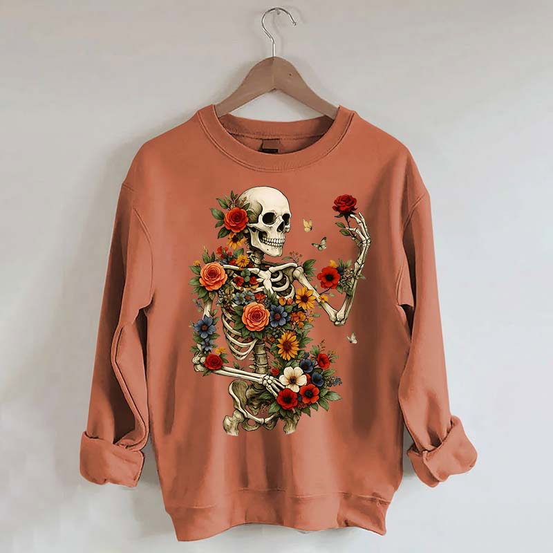 Dark Botanical Skeleton Retro Sweatshirt