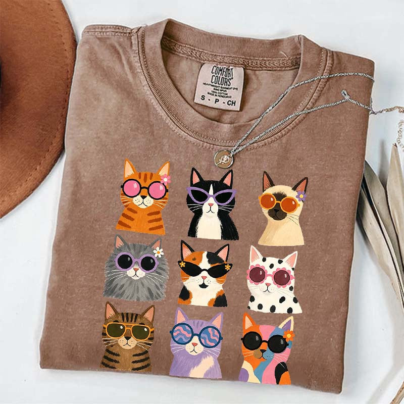 Retro Cool Cats Sunglasses T-Shirt