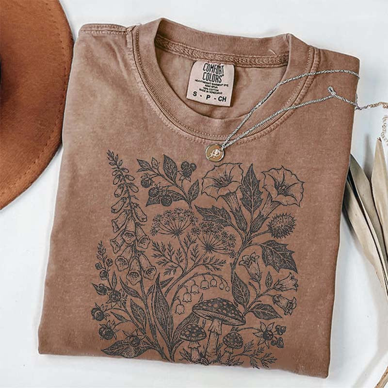 Retro Poisonous Plants Dark Academia Botanical T-Shirt