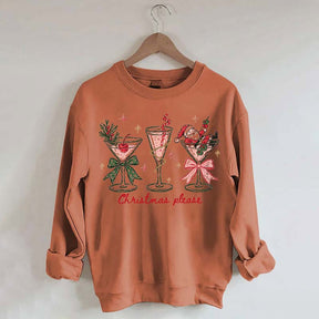 Christmas Please Martini Coquette Holiday Sweatshirt
