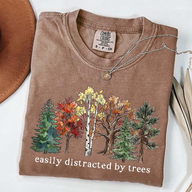 Easily Distracted by Trees Camping Hiking T-Shirt