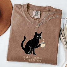 Black Cat Coffee Hello Darkness My Old Friend T-Shirt