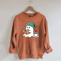 Winter Ghost Reading Book Coffee Sweatshirt