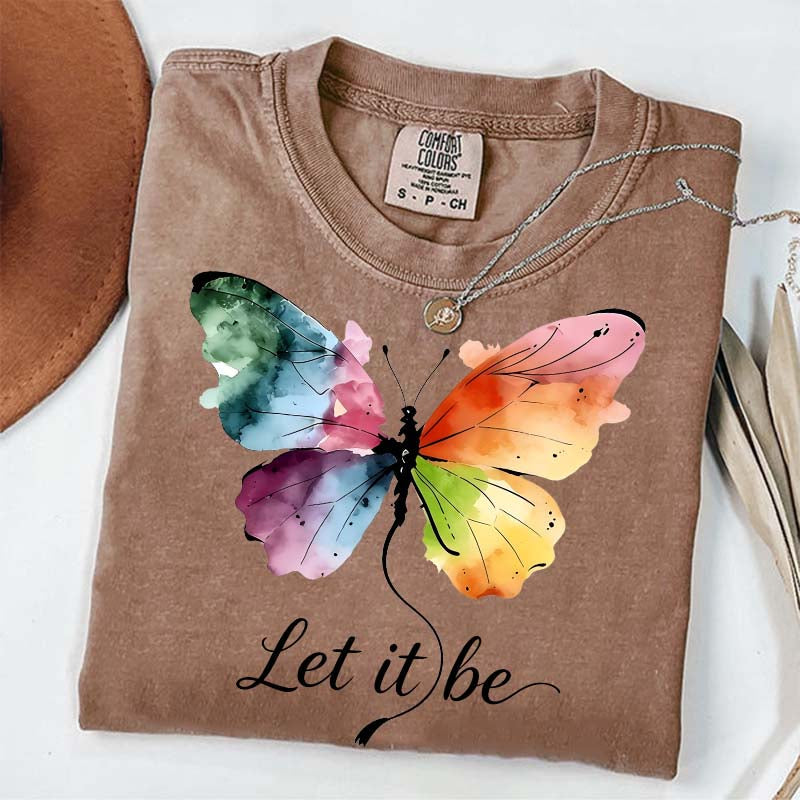Let It Be Rainbow Butterfly Women T-Shirt