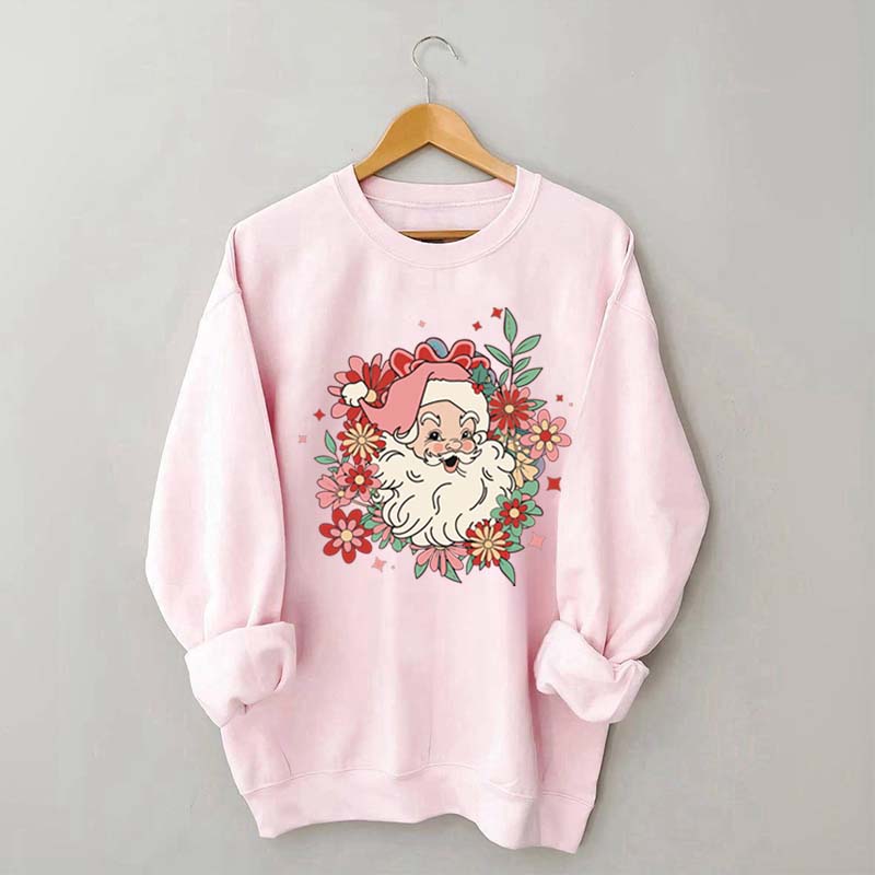 Floral Santa Christmas Daisy Sweatshirt