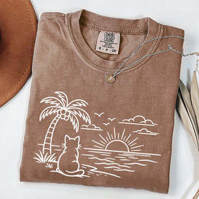 Cat Watching Sunset T-Shirt