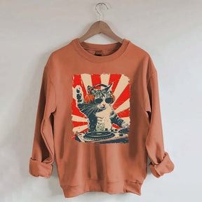 Funny Cat With Headphones Sweatshirt