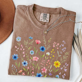 Wildflowers Vintage Blue Style T-Shirt