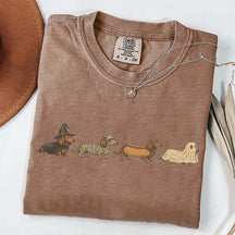 Vintage Art Dachshund Halloween T-Shirt