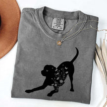 Black Lab Mom Labrador Dog Flowers T-Shirt