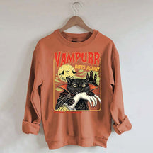 Vampurr Bites Again Halloween Black Cat Sweatshirt