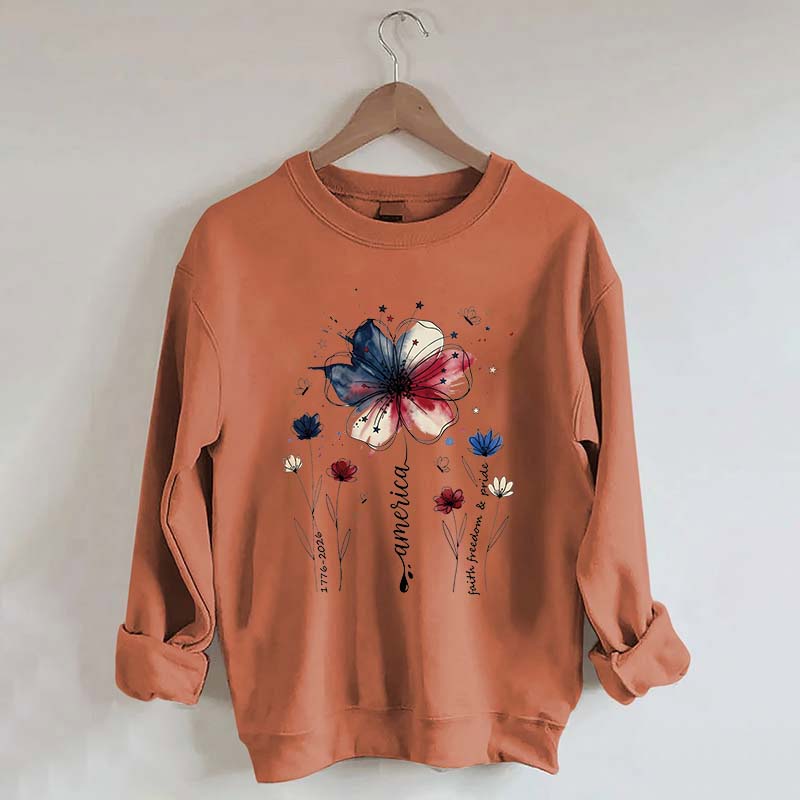 USA 250th Anniversary Floral Sweatshirt