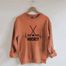 Hockey Sticks & Puck Heartbeat Graphic Sweatshirt