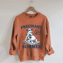 Pregnant Girl Summer Cow Sweatshirt