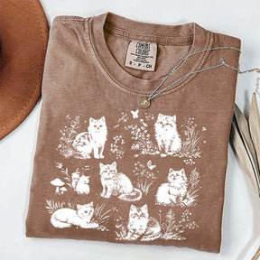 Vintage 90s Cats Pet Floral T-Shirt