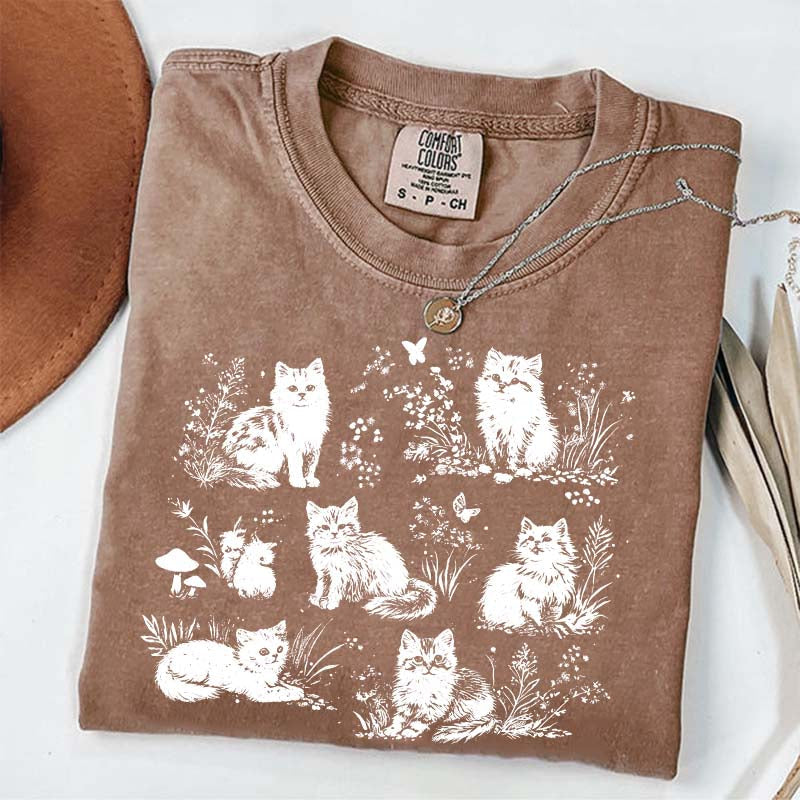 Vintage 90s Cats Pet Floral T-Shirt