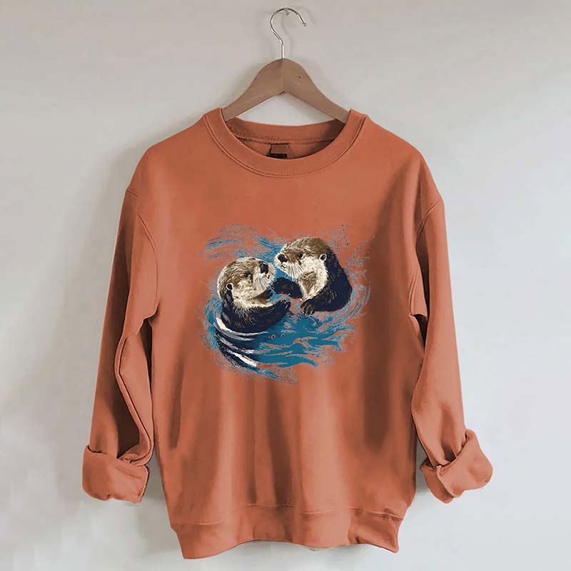Vintage Otters Ocean Animals Sweatshirt