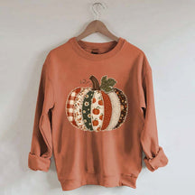 Faux Patchwork Fall Pumpkin Sweatshirt