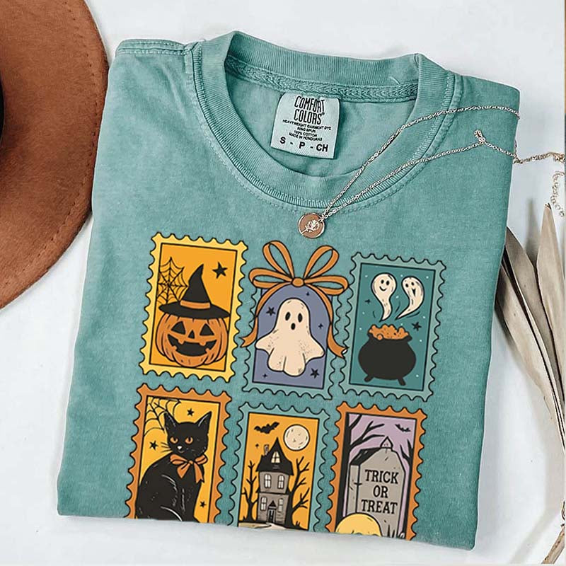 Halloween Cute Ghost Pumpkin Cat T-Shirt