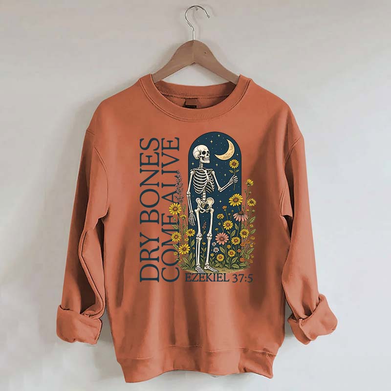 Dry Bones Come Alive Catholic Boho Floral Sweatshirt