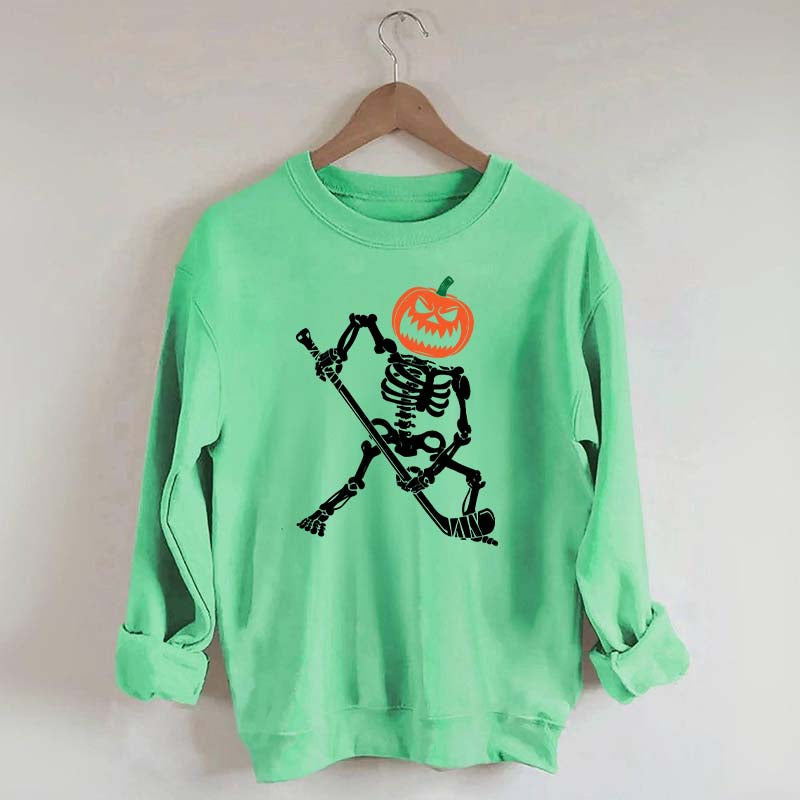 Skeleton Hockey Pumpkin Sweatshirt