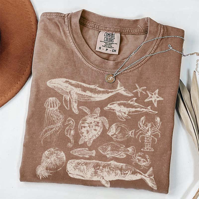 Vintage 90s Sea Animals Ocean Life T-Shirt