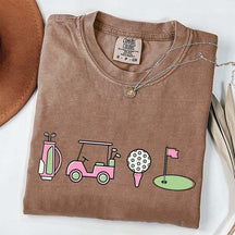 Pink Golf Cart Flag Lover T-Shirt