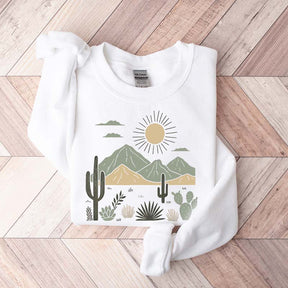Western Desert Cactus Mountain Sweatshirt