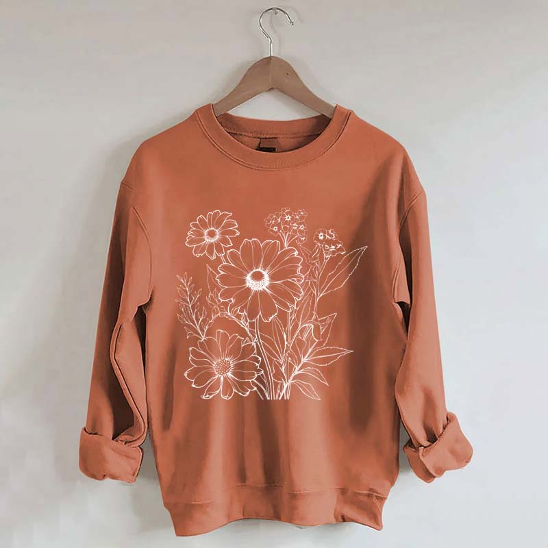 Retro Outline Wildflower Sweatshirt
