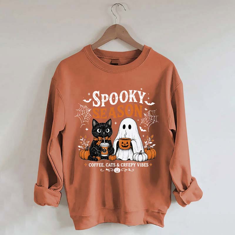 Spooky Season Coffee Cats & Creepy Vibes Sweatshirt