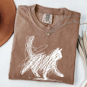 Abstract Cat Line T-Shirt