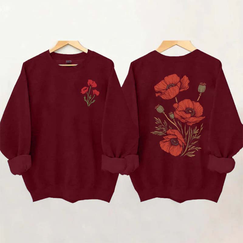Red Poppies Floral Sweatshirt