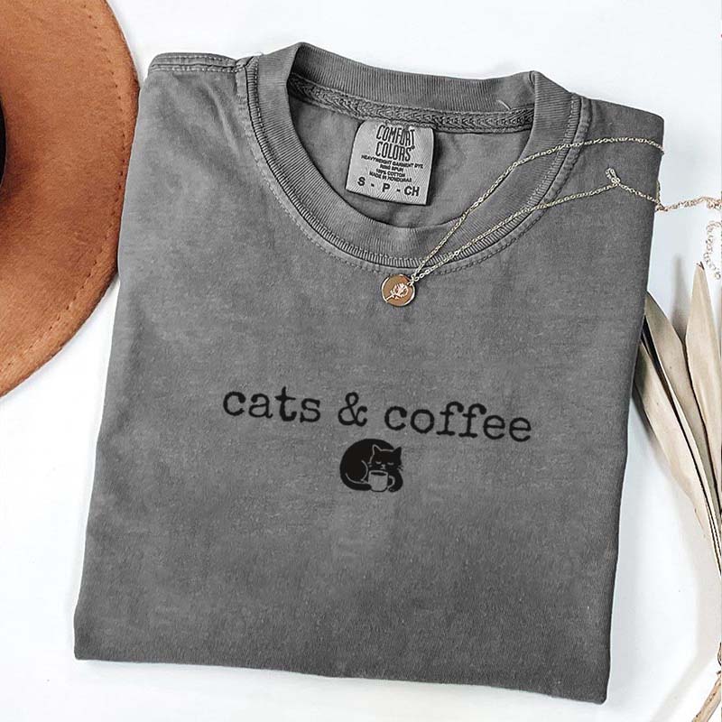 Comfort Colors Cats Coffee T-Shirt