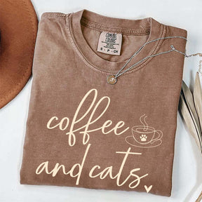 Minimalist Coffee and Cats T-Shirt