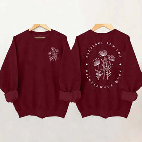 Cute Wildflower Religous Luke 12:27 Bible Verse Sweatshirt